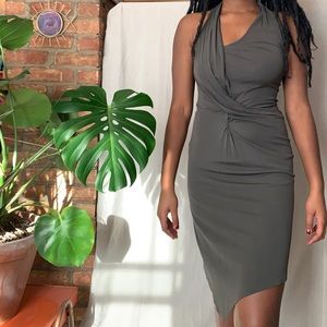 helmut lang grey asymmetrical dress